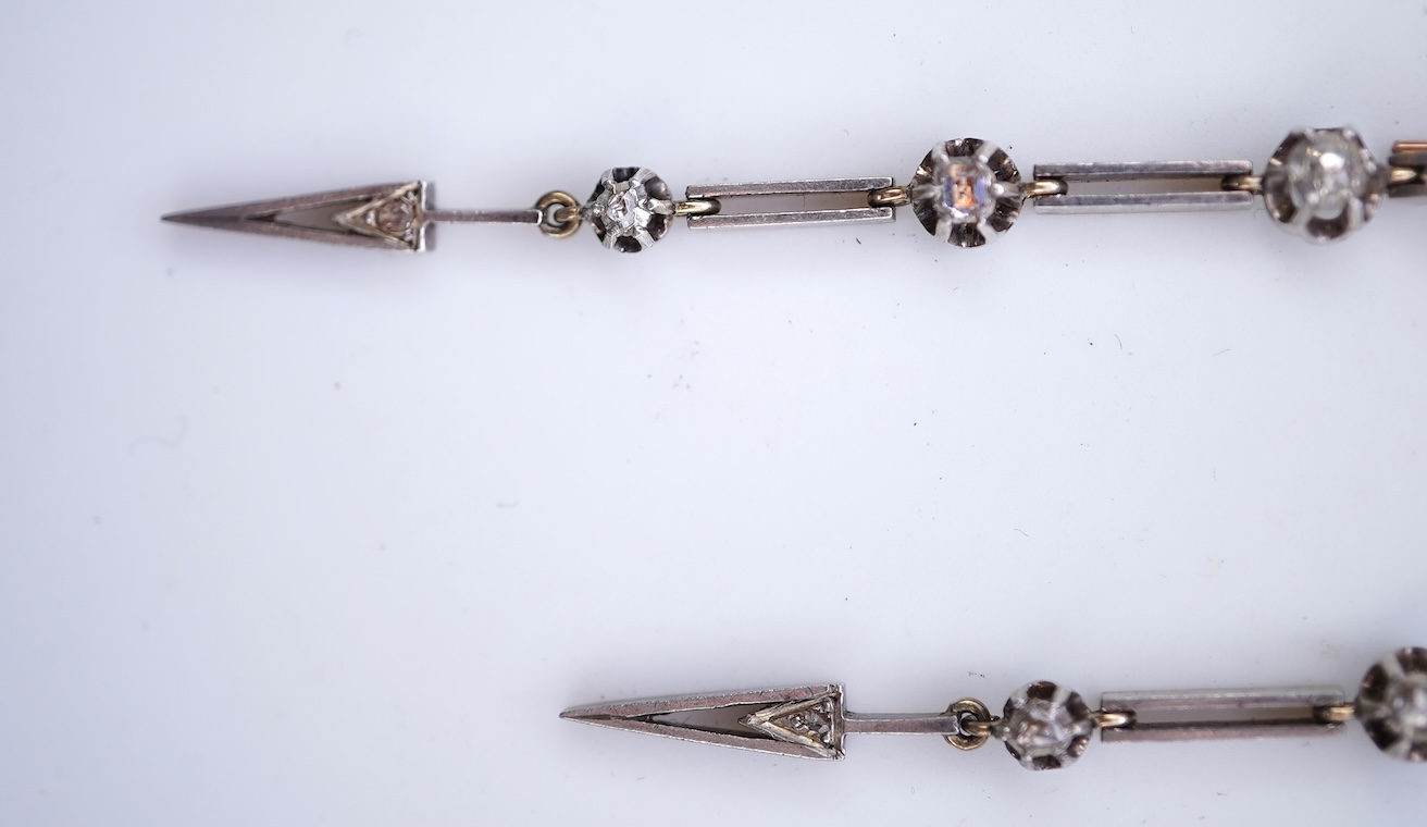 A pair of diamond earrings, late 19th century composite